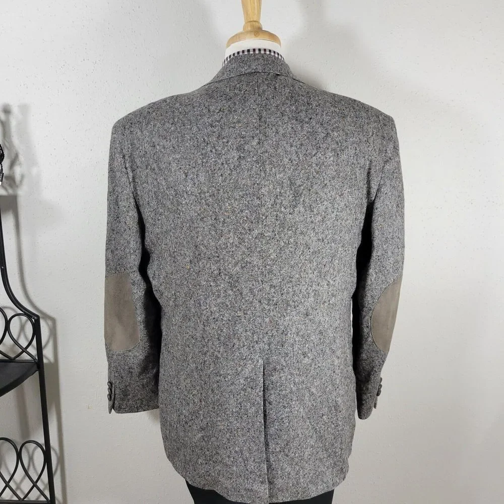 Stafford Options Men's‎ Tweed Sport Coat Blazer Two Button Gray Wool Size 46R